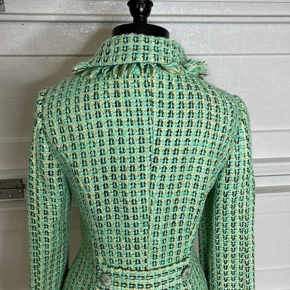 Tibi Size 6 Green Wool Blend Tweed Coat - Picture 6 of 11